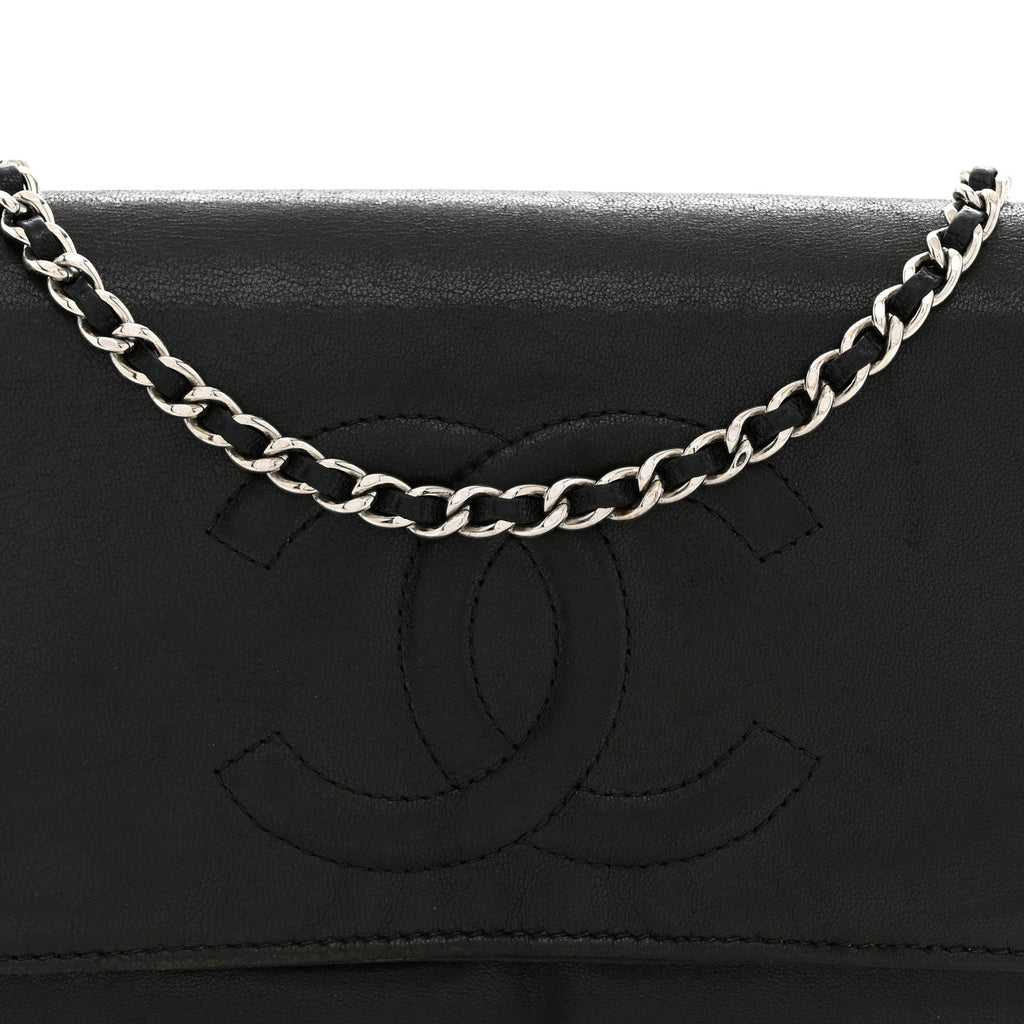 Lambskin Timeless CC Wallet On Chain WOC Black