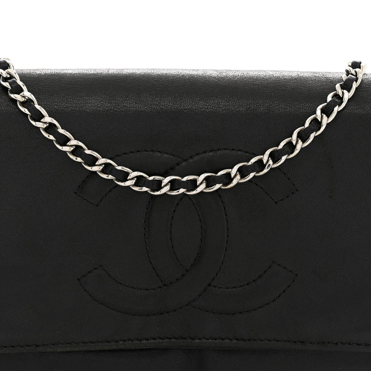 Lambskin Timeless CC Wallet On Chain WOC Black