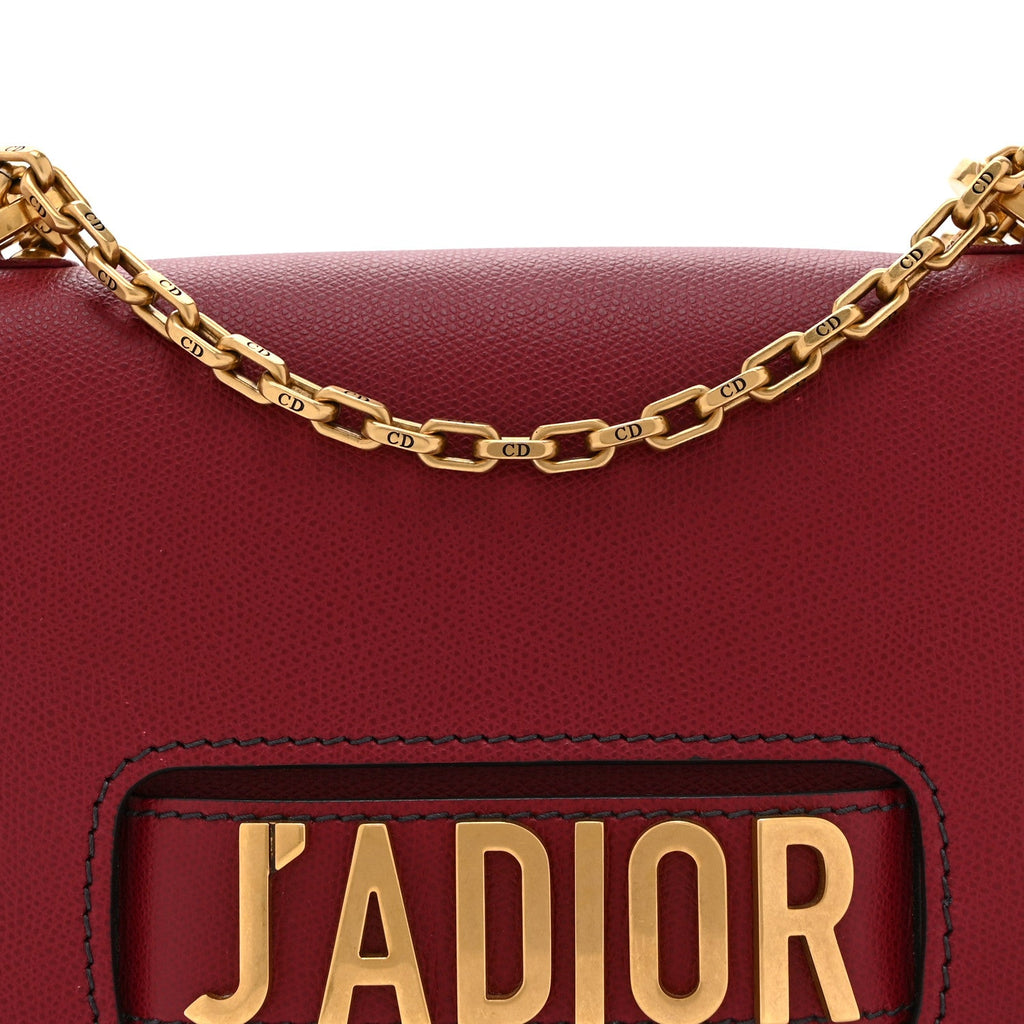 Grained Calfskin J'Adior Chain Flap Bag Red