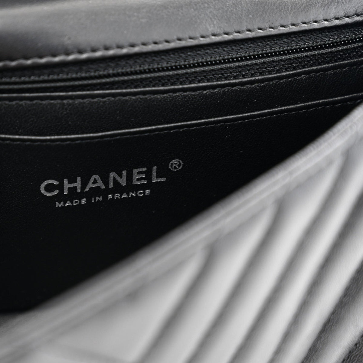 Lambskin Chevron Quilted Mini Rectangular Flap So Black
