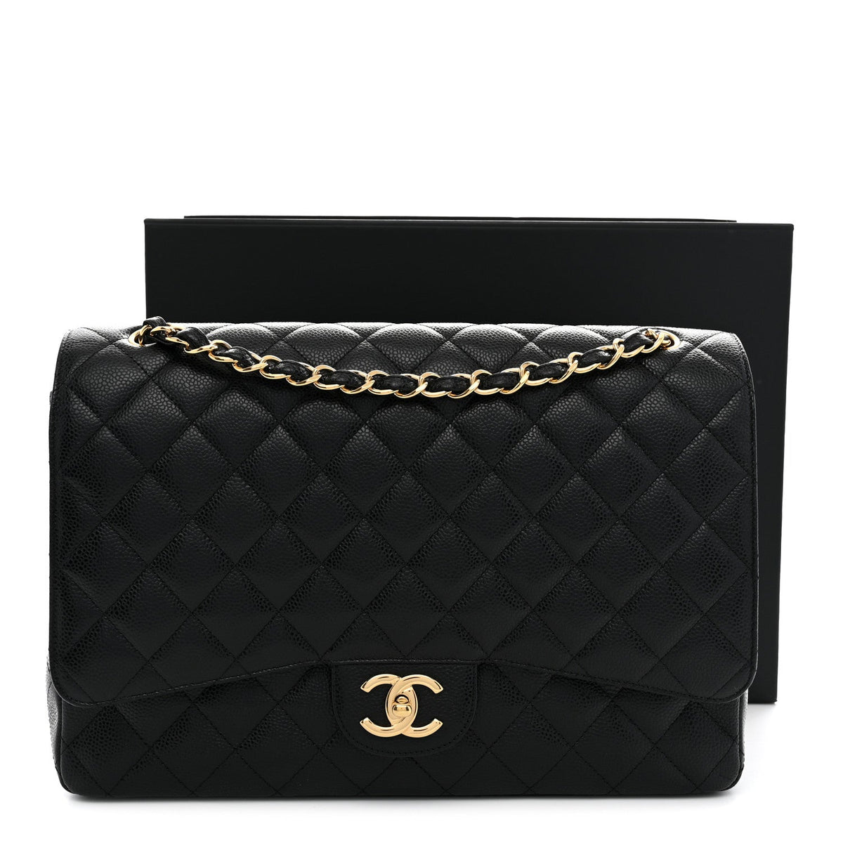 Caviar Quilted Maxi Double Flap Black