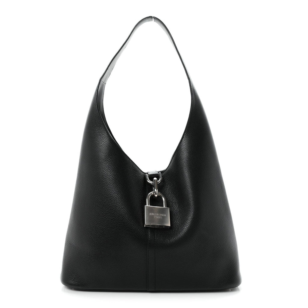 Grained Calfskin Medium Locker Hobo Black
