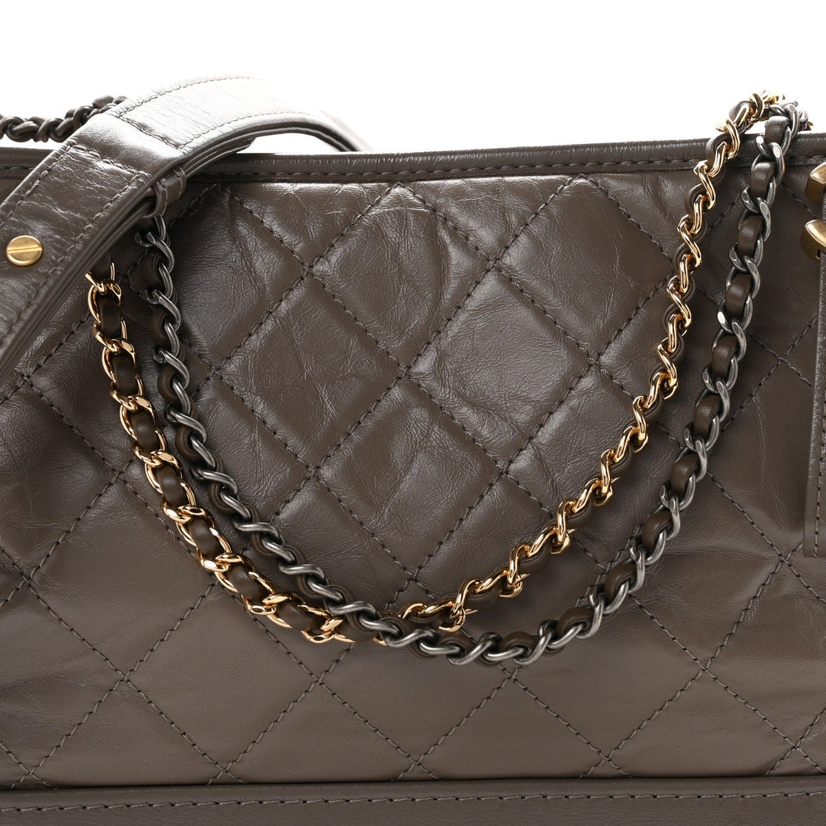 Aged Calfskin Quilted Medium Gabrielle Hobo Grey
