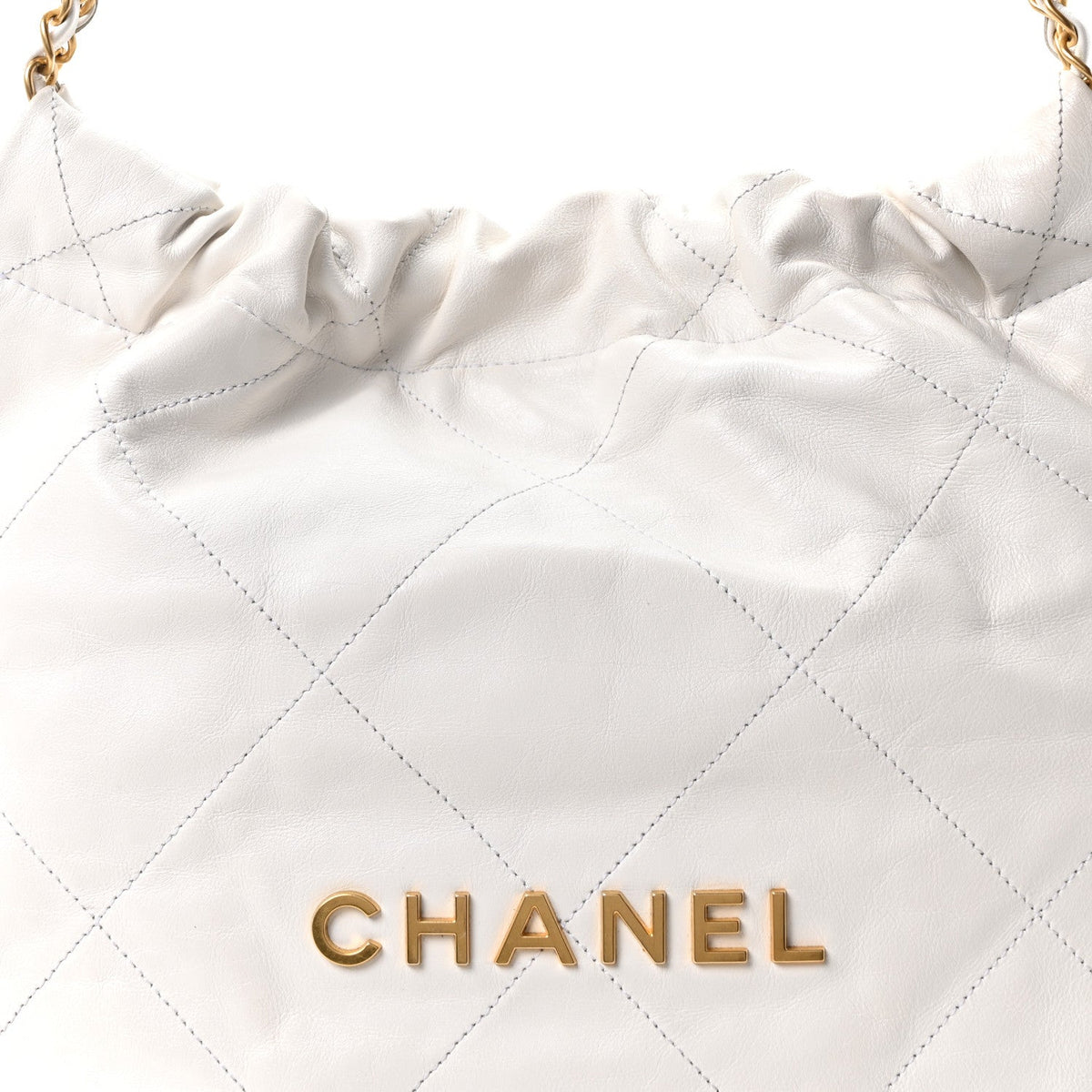 Shiny Calfskin Quilted Small Chanel 22 White