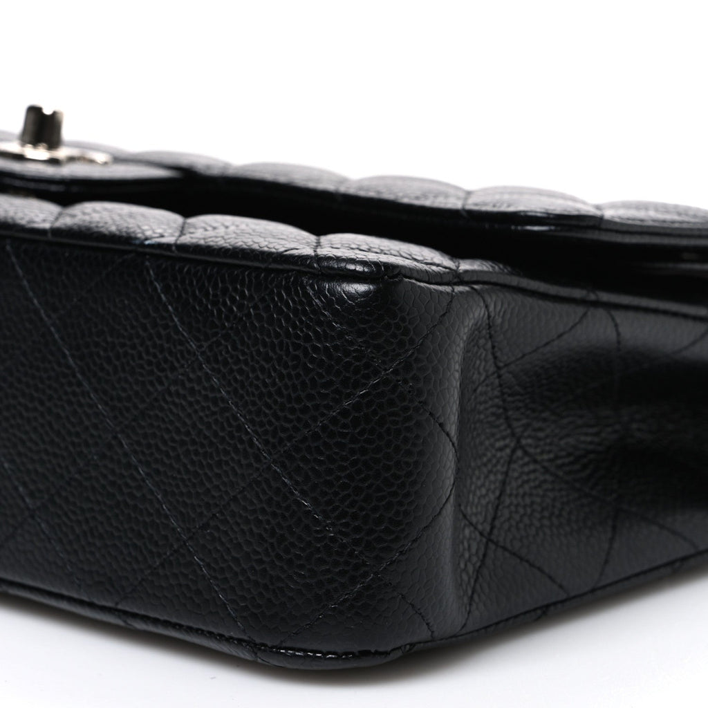 Caviar Quilted Medium Double Flap Black