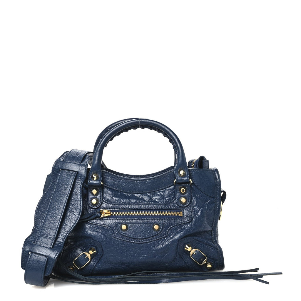 Agneau Classic Gold Hardware Mini City Bleu Roi