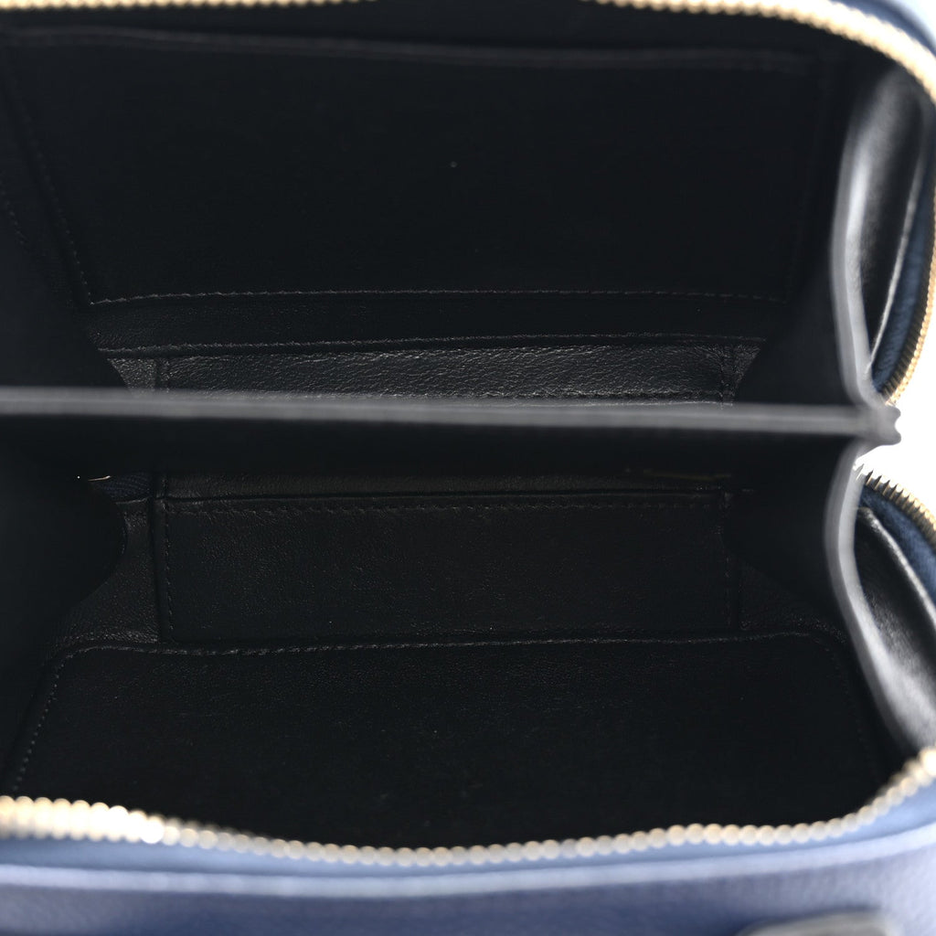 Caviar Quilted Small CC Filigree Vanity Case Navy Black