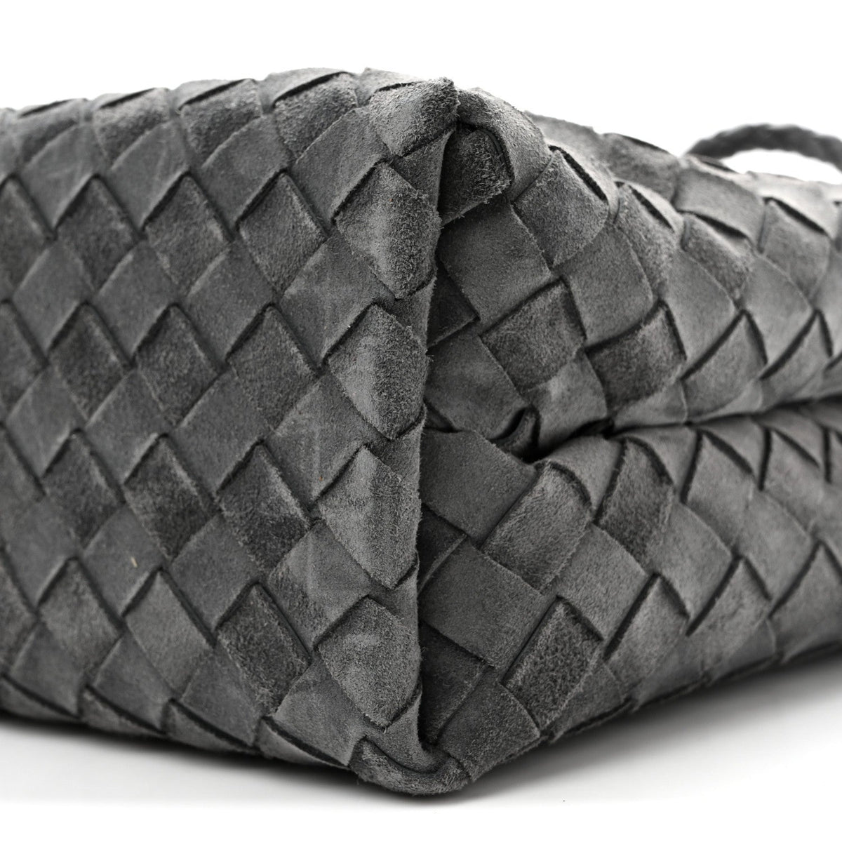 Suede Intrecciato Small Andiamo Shoulder Bag Graphite
