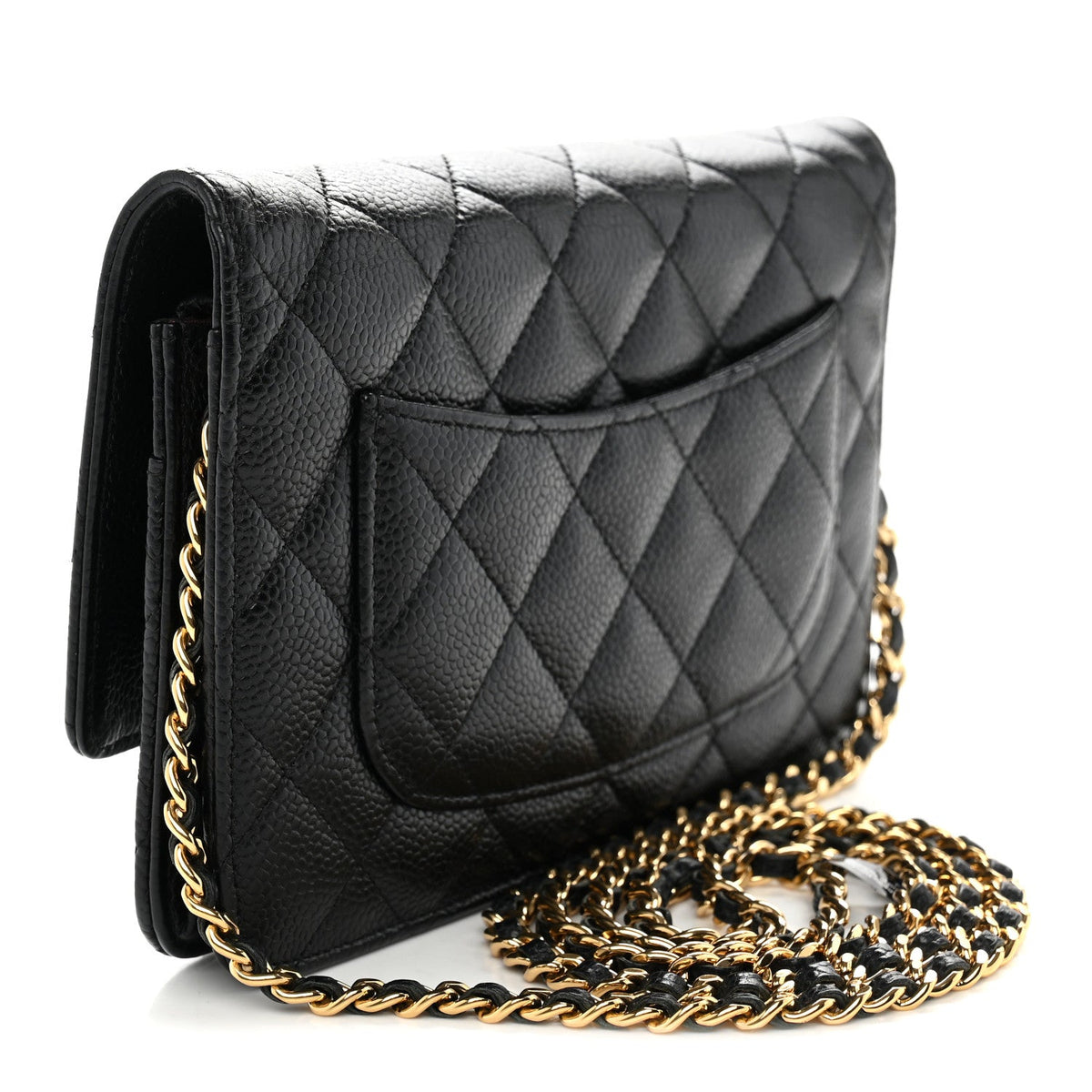 Caviar Quilted Wallet on Chain WOC Black