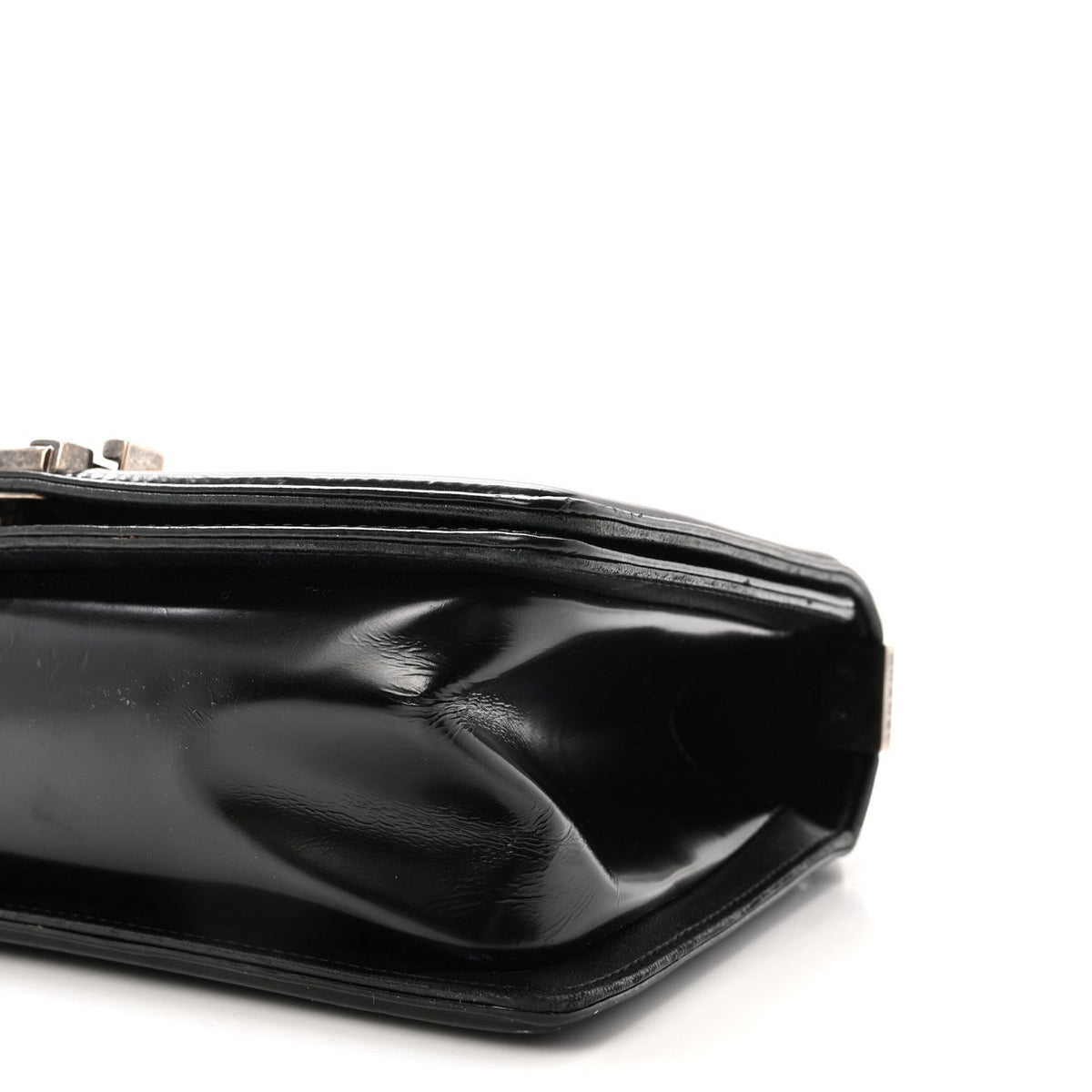 Glazed Calfskin Medium Boy Flap Black