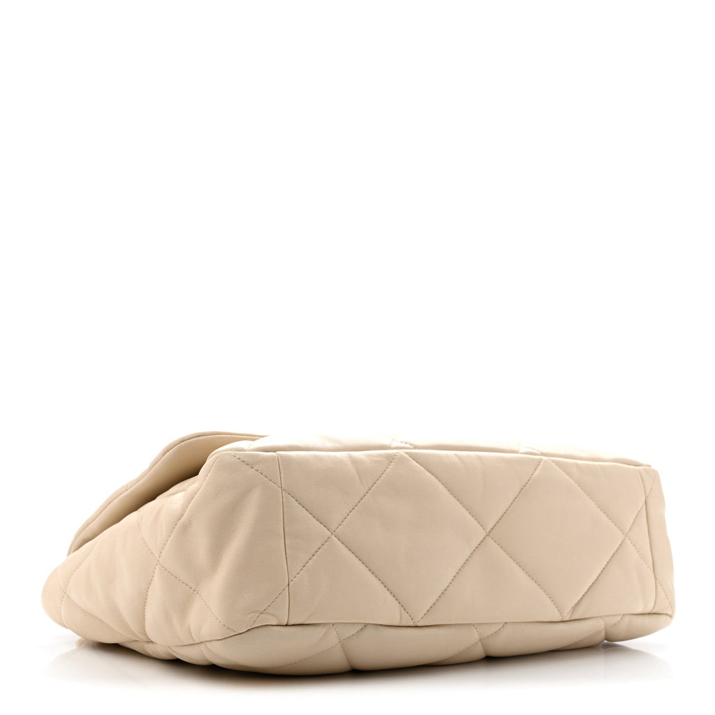 Lambskin Quilted Maxi Chanel 19 Flap Beige