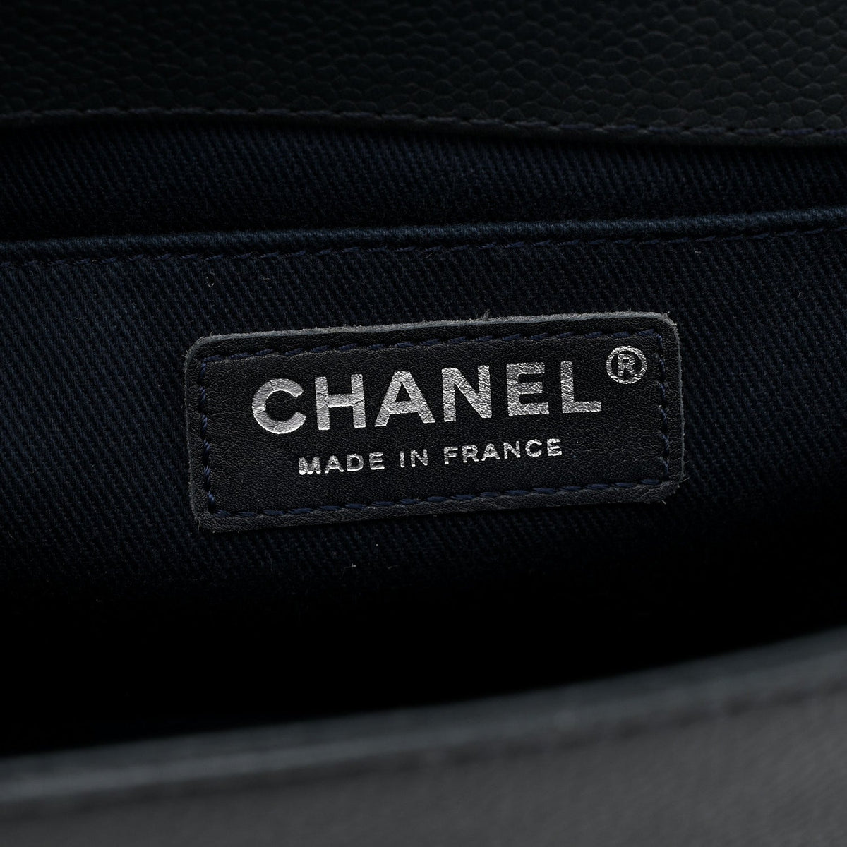 Caviar Stitched Medium Boy Flap Blue