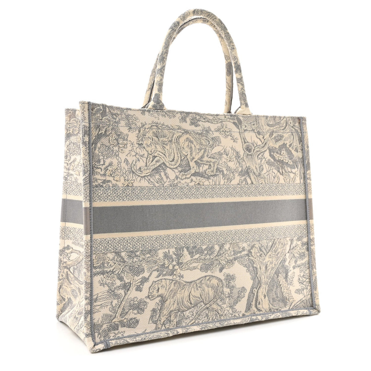 Canvas Embroidered Large Dioriviera Toile De Jouy Book Tote Gray