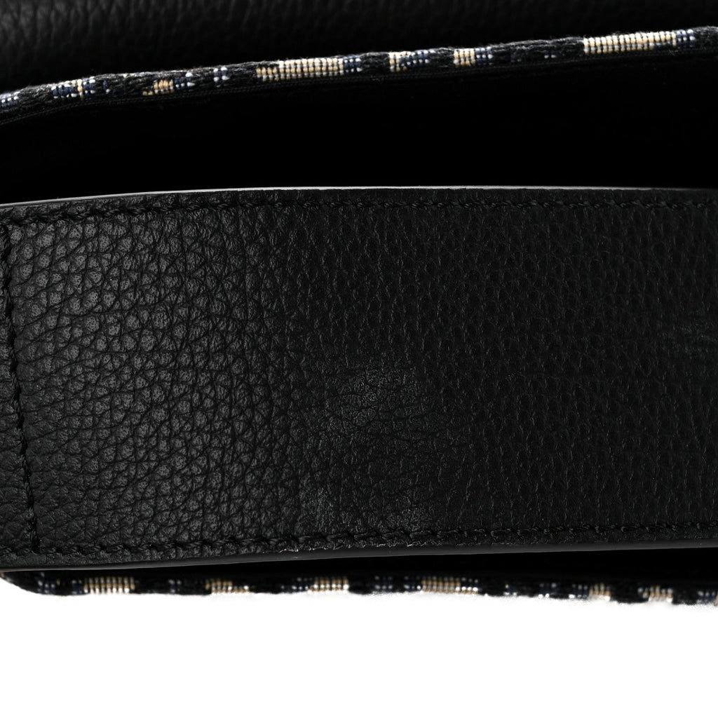 Grained Calfskin Oblique Large Saddle Messenger Black