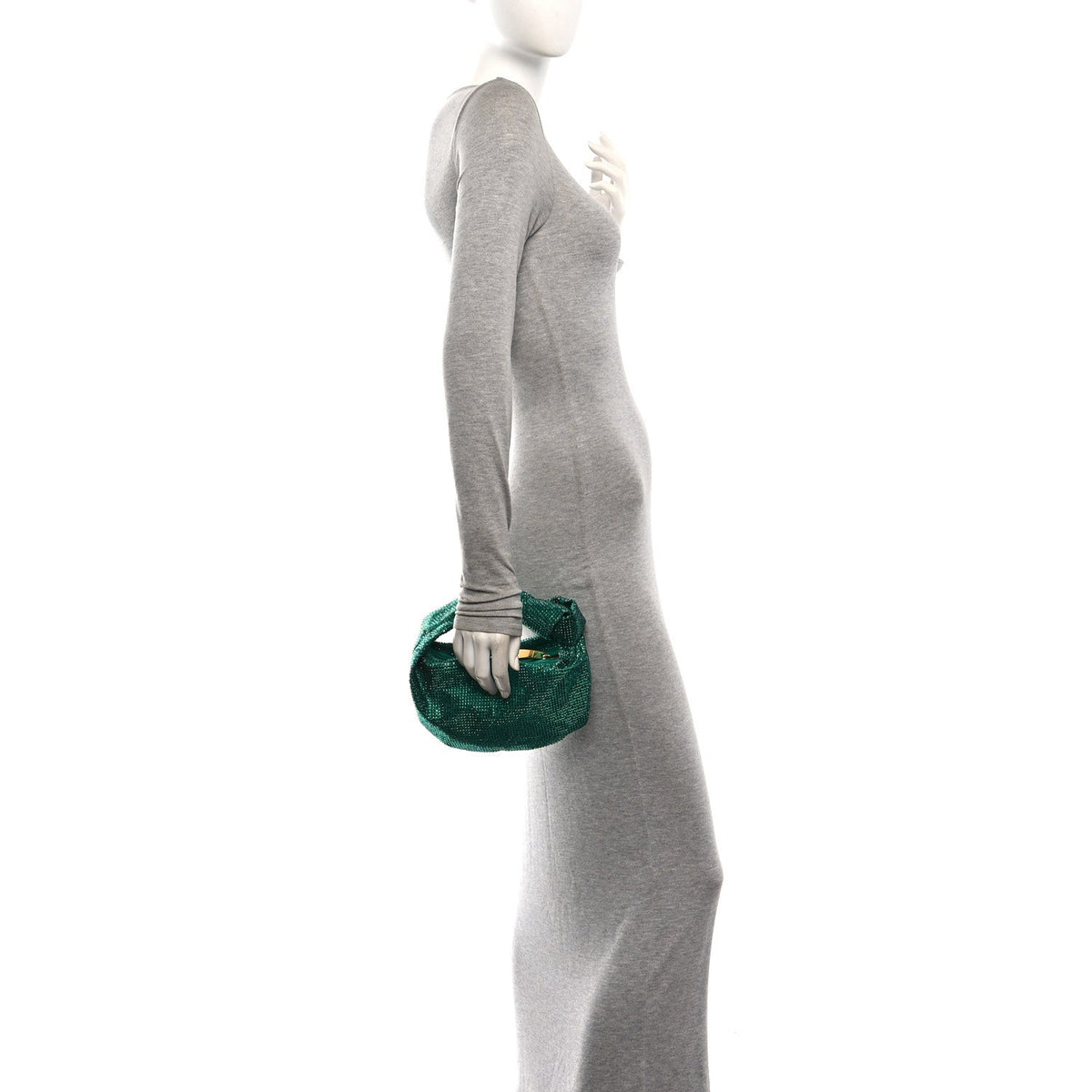 Crystal Embellished Satin Mini Hotfix Jodie Emerald
