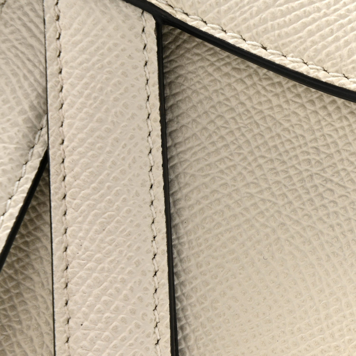 Grained Calfskin Mini Saddle Bag With Strap White