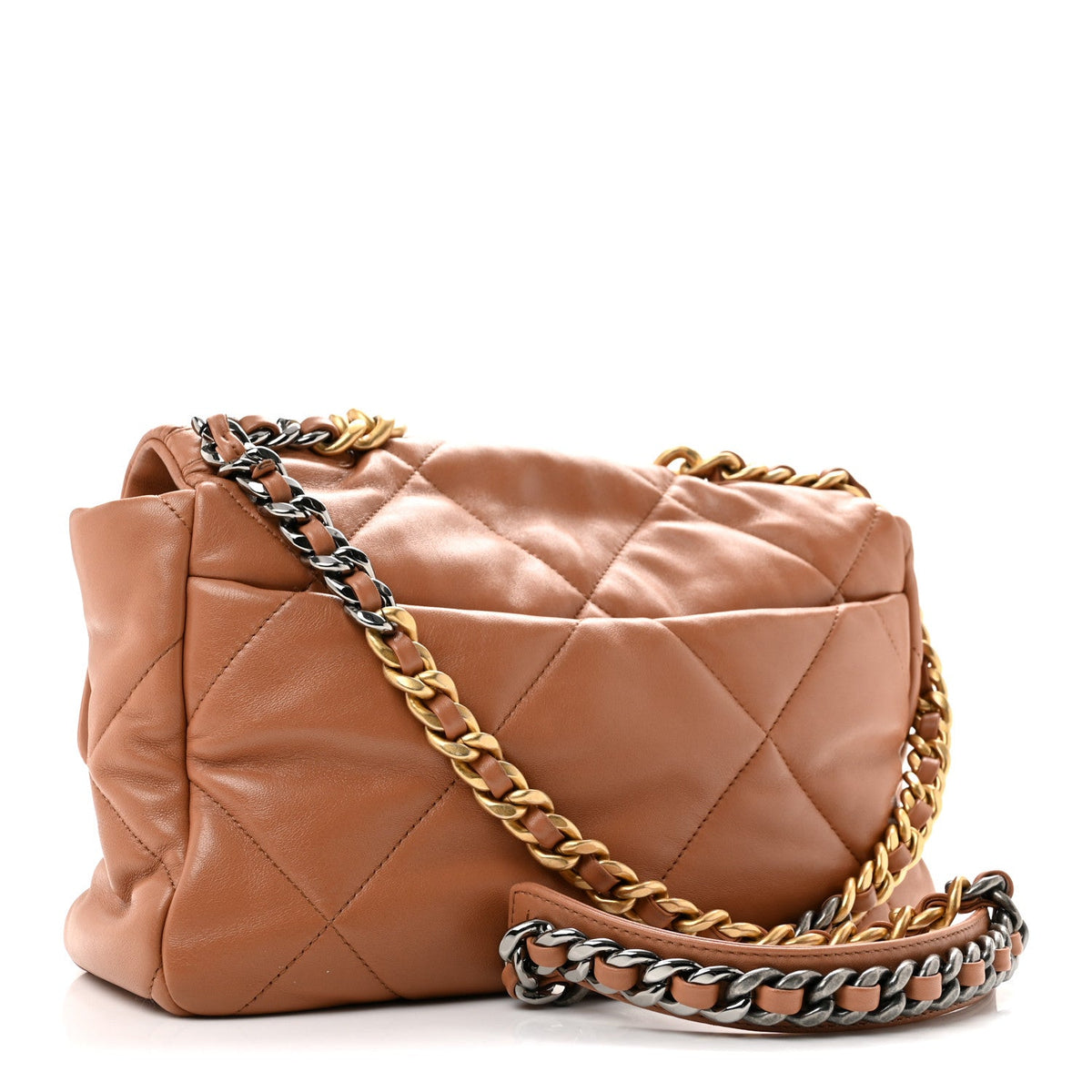 Lambskin Quilted Large Chanel 19 Flap Brown