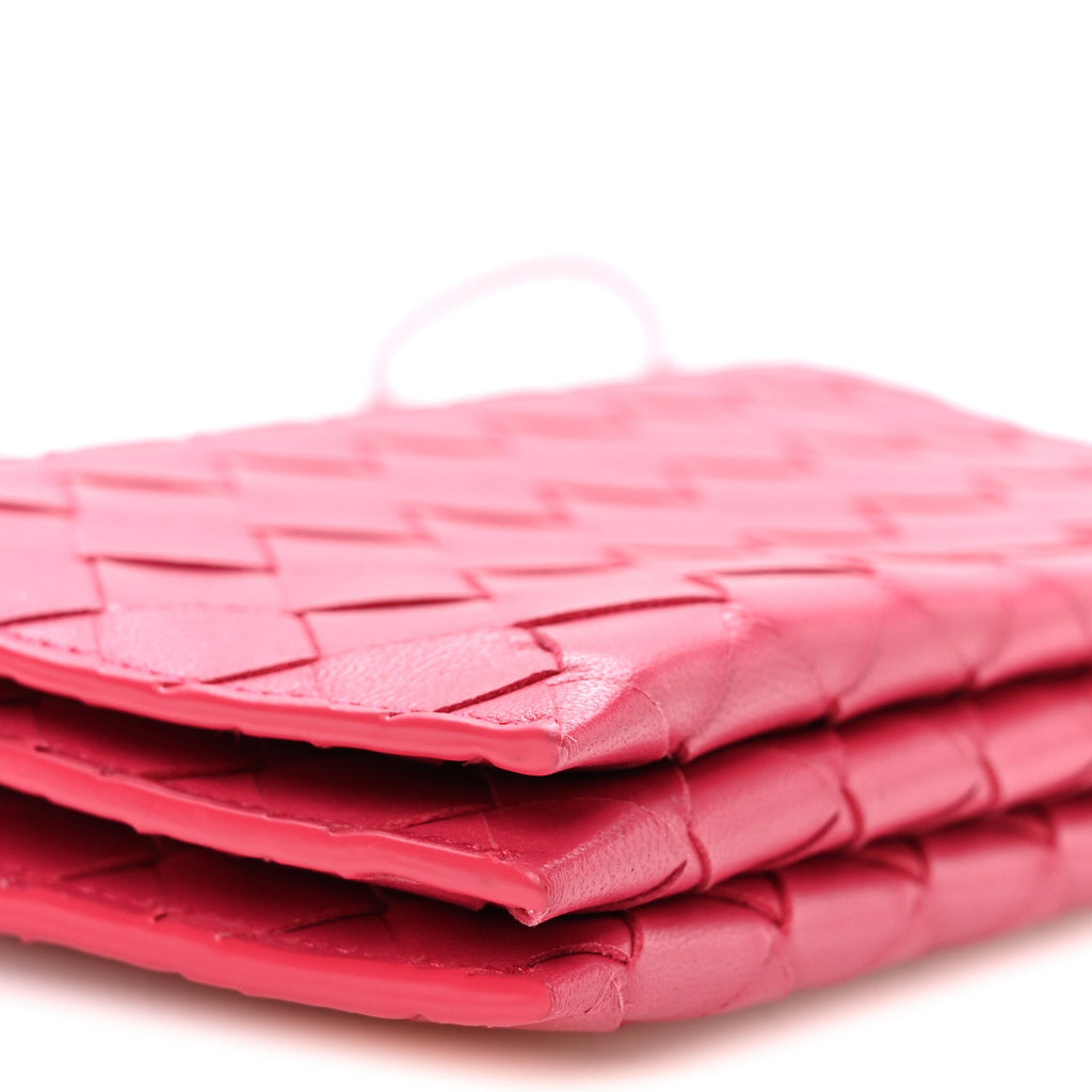 Nappa Intrecciato Wallet On Strap Cranberry