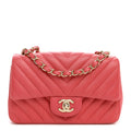 Lambskin Chevron Quilted Mini Rectangular Flap Pink