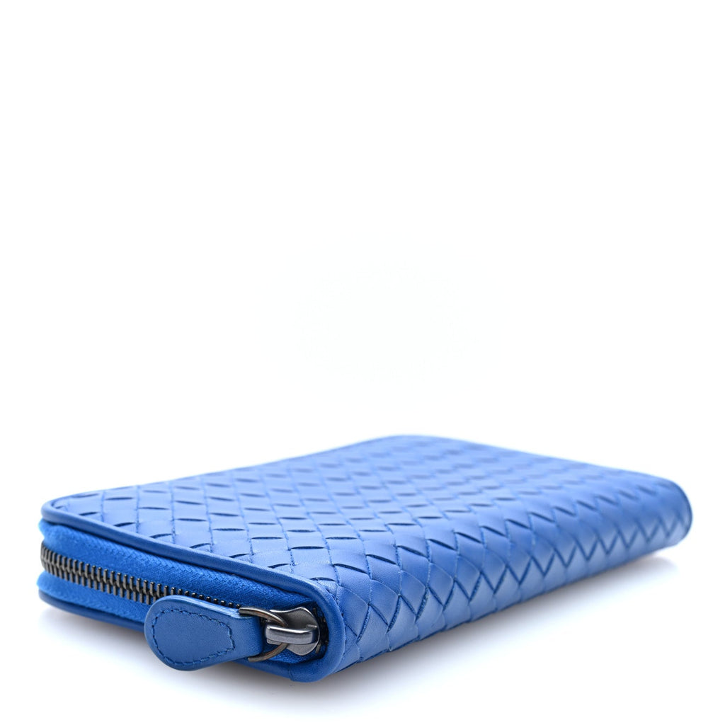 Nappa Intrecciato Zip Around Wallet Cobalt