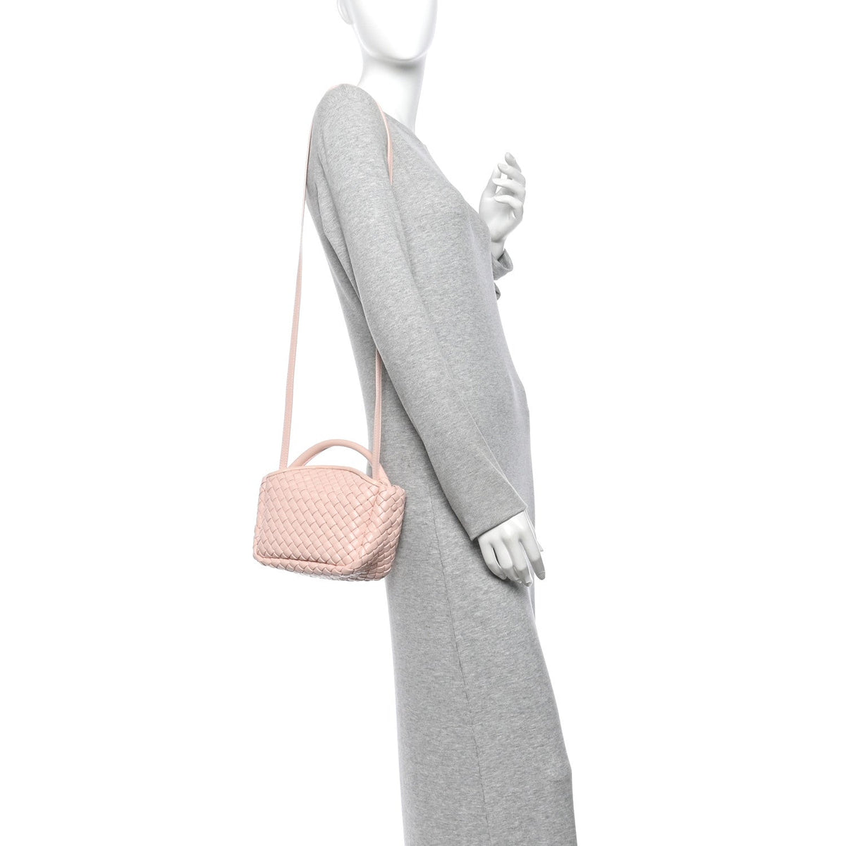 Nappa Intrecciato Small Cobble Top Handle Bag Cameo