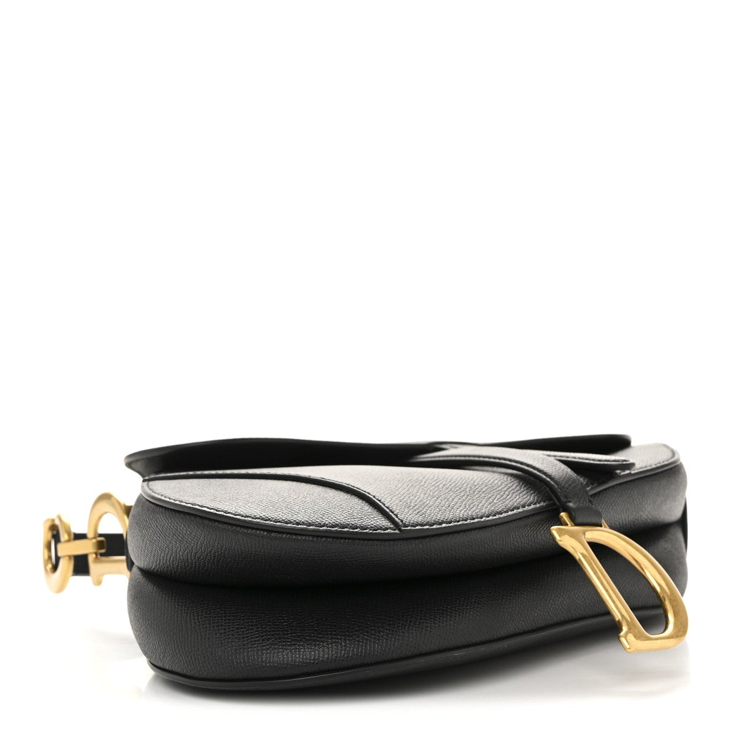 Grained Calfskin Saddle Bag Black