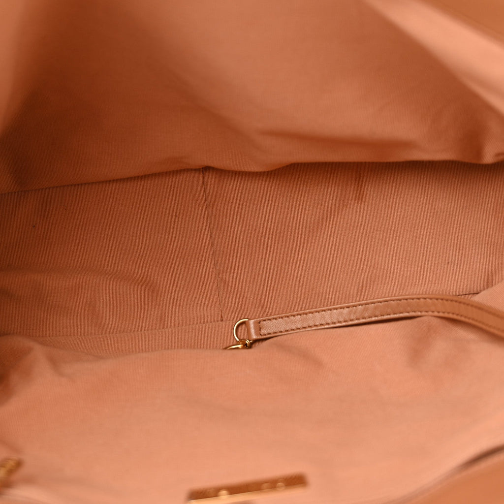 Lambskin Quilted Chanel 19 East West Shopping Bag Brown