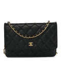 Caviar Quilted Wallet on Chain WOC Black
