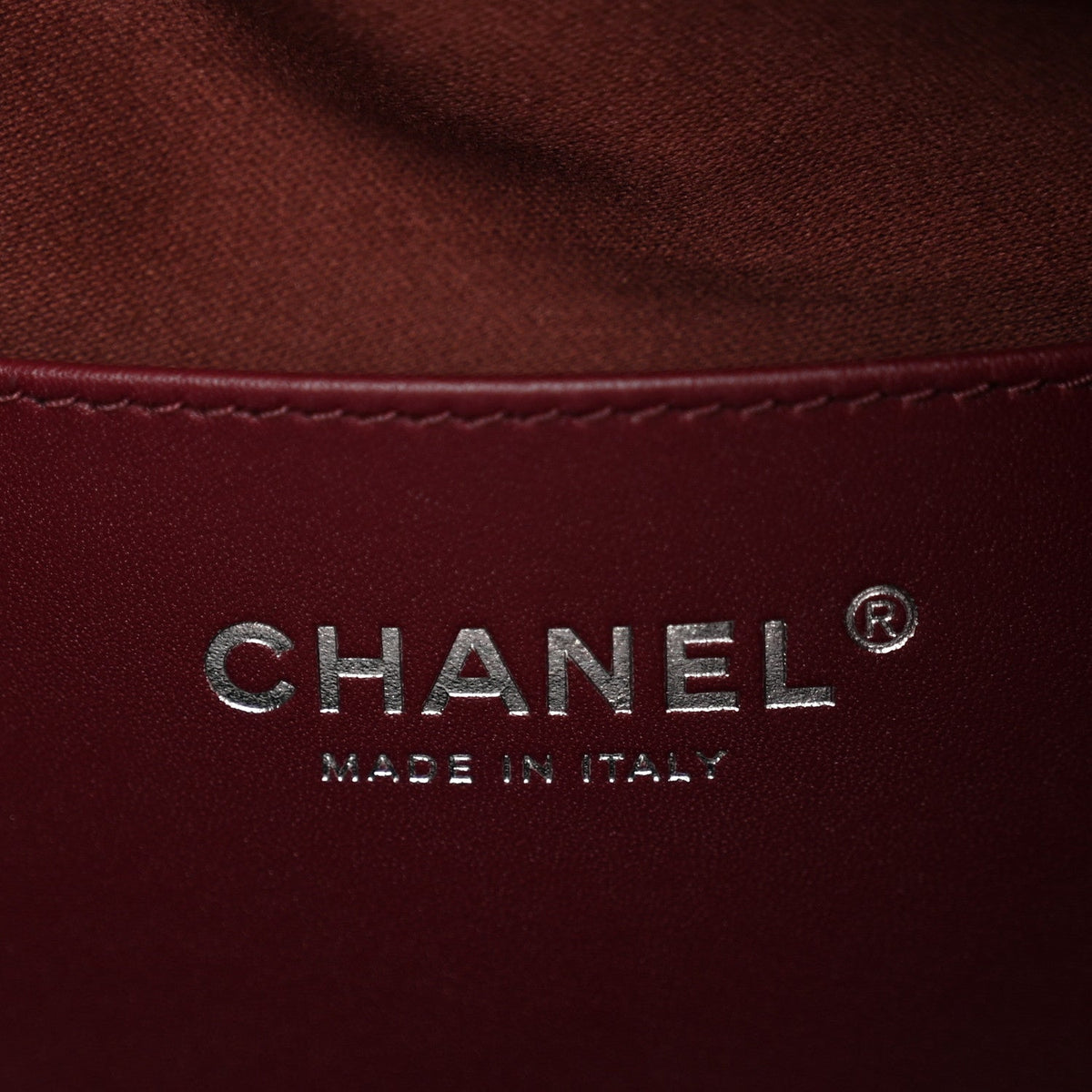 Shiny Crumpled Calfskin Quilted Medium Chanel 25 Handbag Dark Burgundy