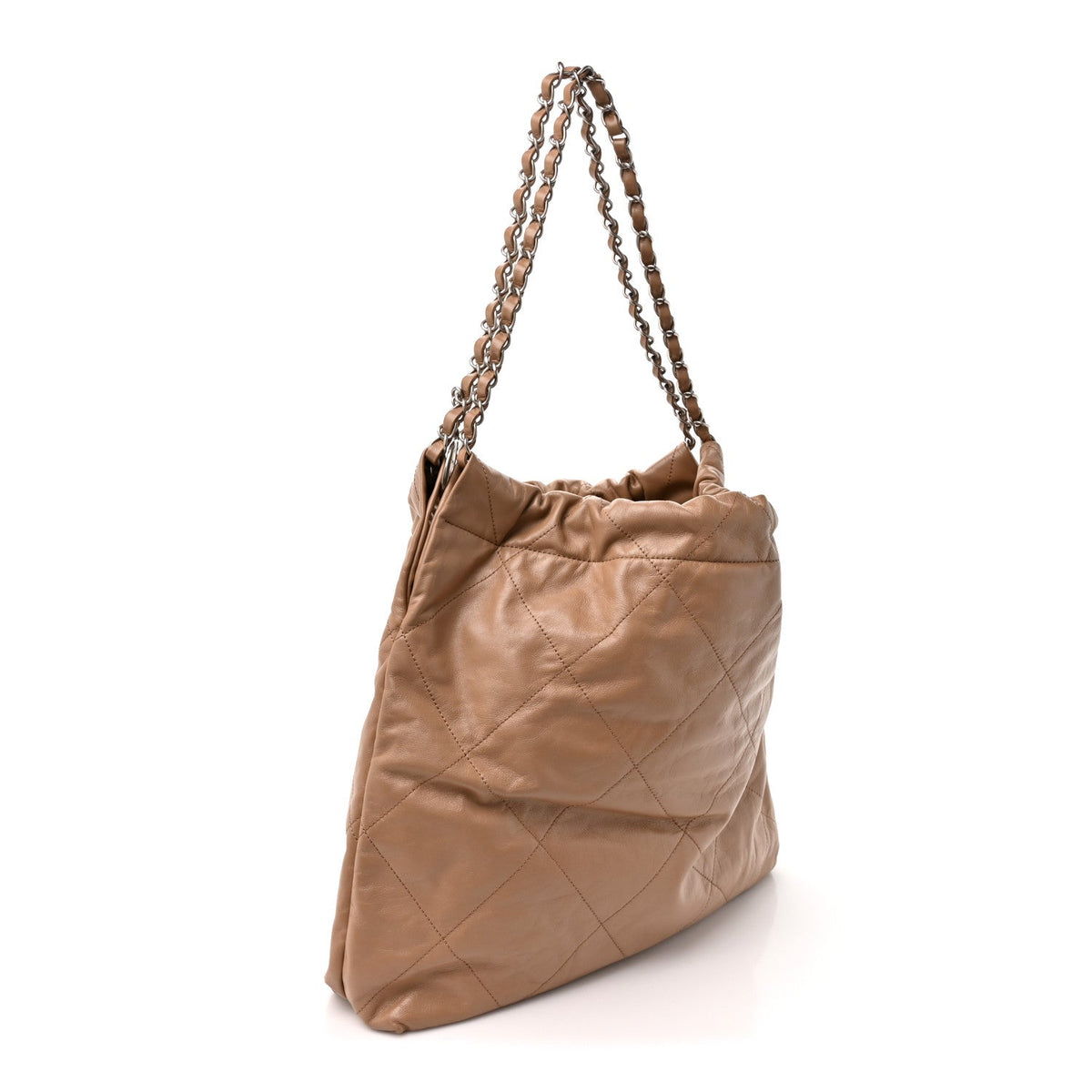 Shiny Calfskin Quilted Chanel 22 Beige