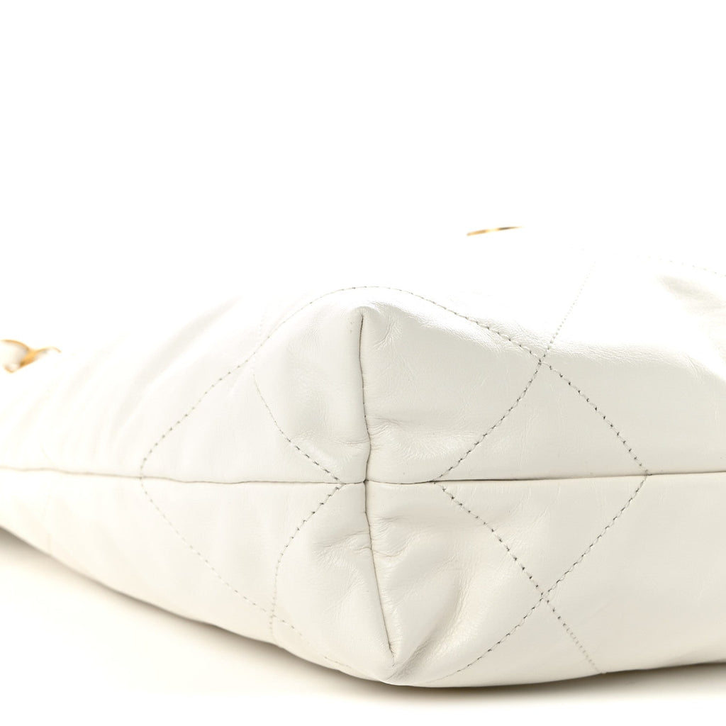 Shiny Calfskin Quilted Small Chanel 22 White