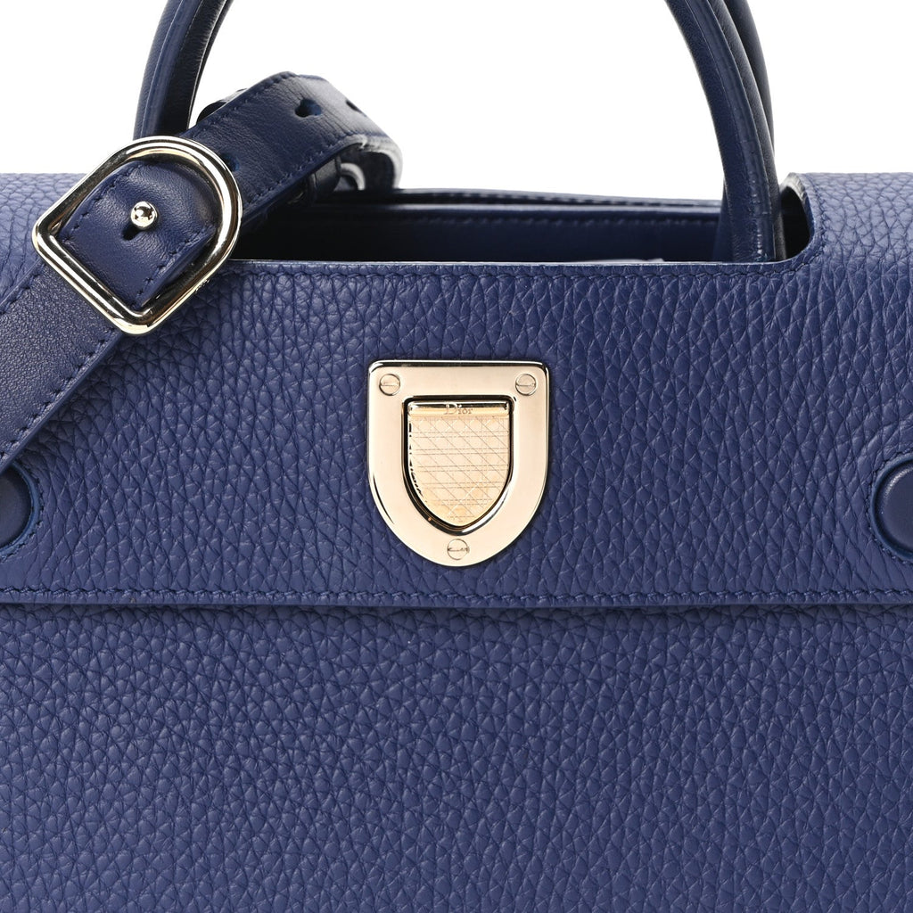 Grained Calfskin Mini Diorever Flap Blue Gri