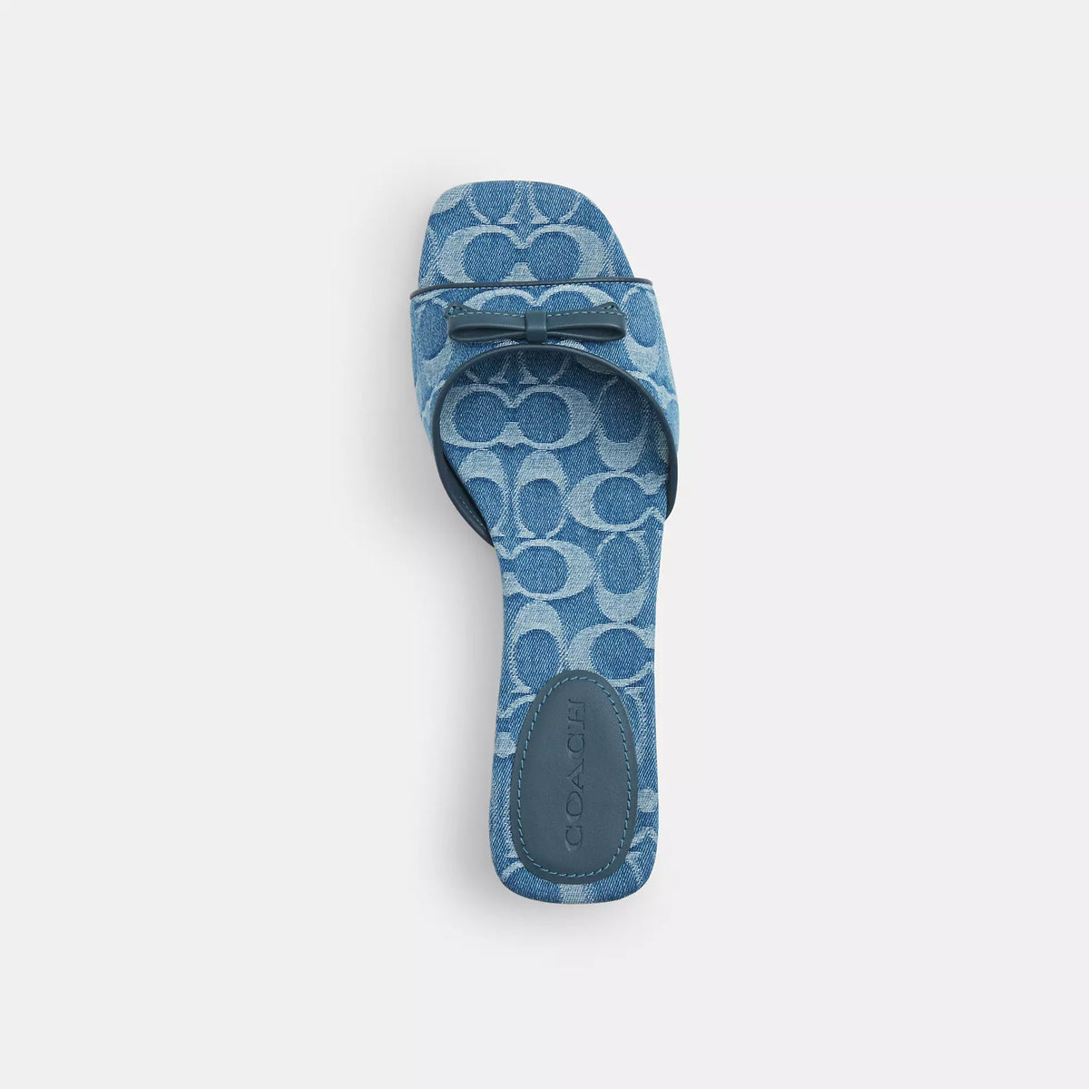 Coach Outlet Bow Kitten Heel Sandal In Signature Denim