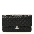 Caviar Quilted Medium Double Flap Black