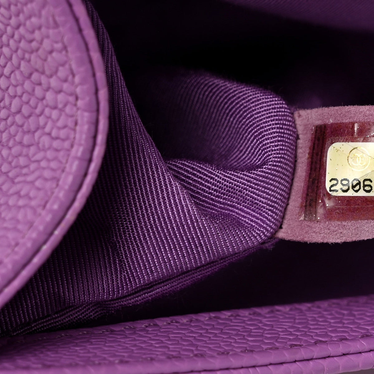 Caviar Quilted Medium Boy Flap Purple