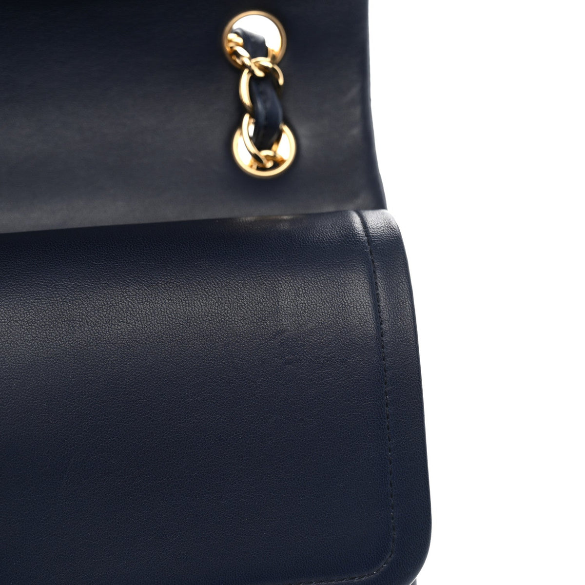 Lambskin Quilted Jumbo Double Flap Navy
