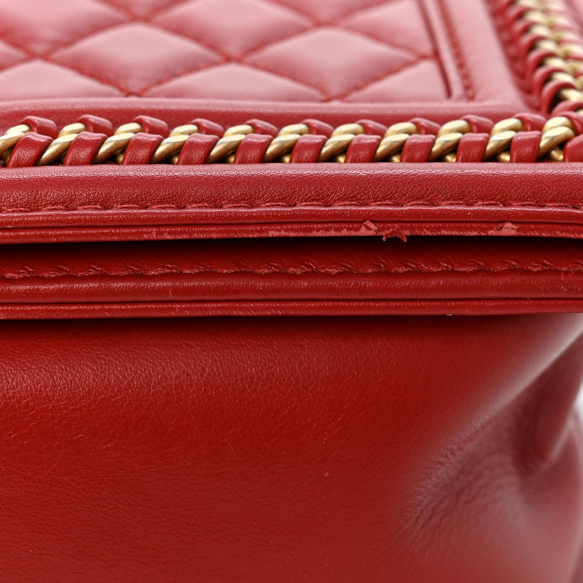 Lambskin Quilted Medium Top Handle Boy Flap Red