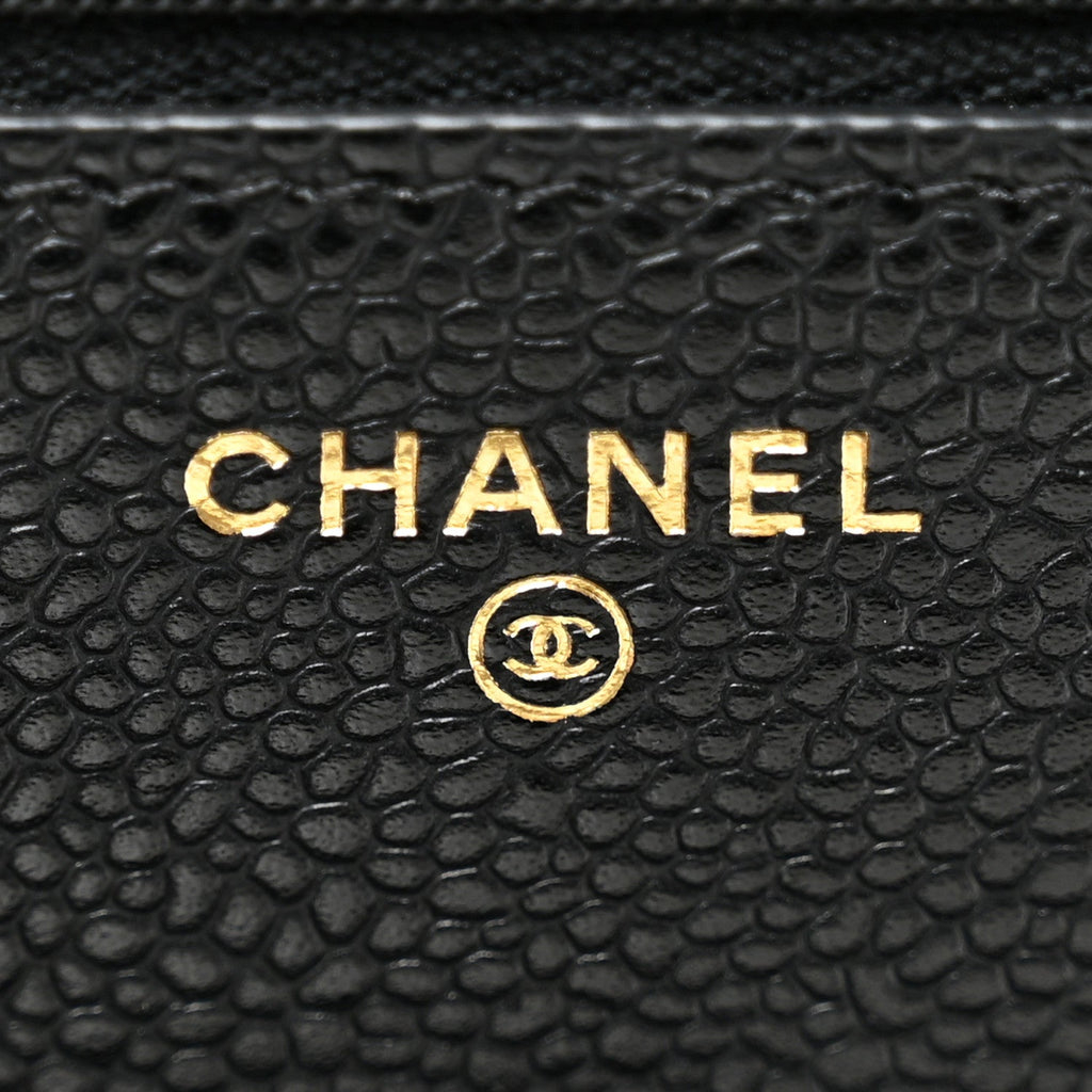 Caviar Quilted Wallet on Chain WOC Black