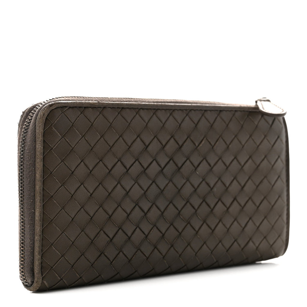 Nappa Intrecciato Zip Around Wallet Mud