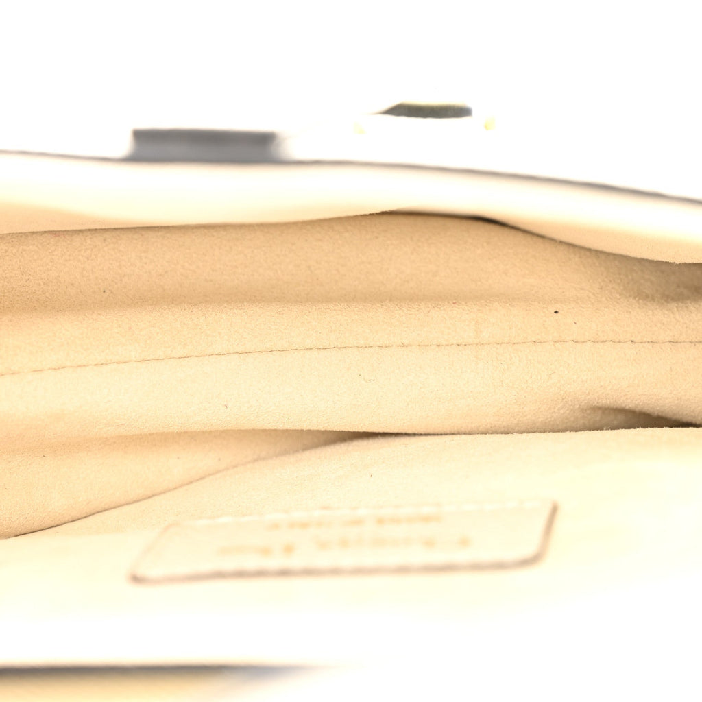 Grained Calfskin Mini Saddle Bag With Strap White