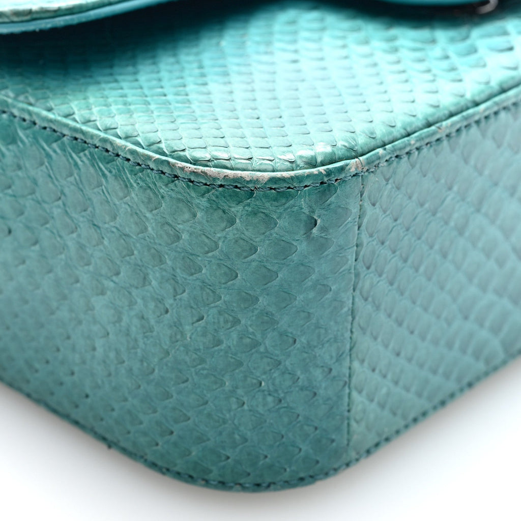 Snakeskin Mini Rectangular Flap Blue