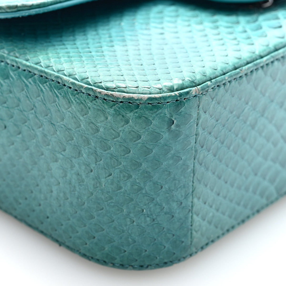 Snakeskin Mini Rectangular Flap Blue