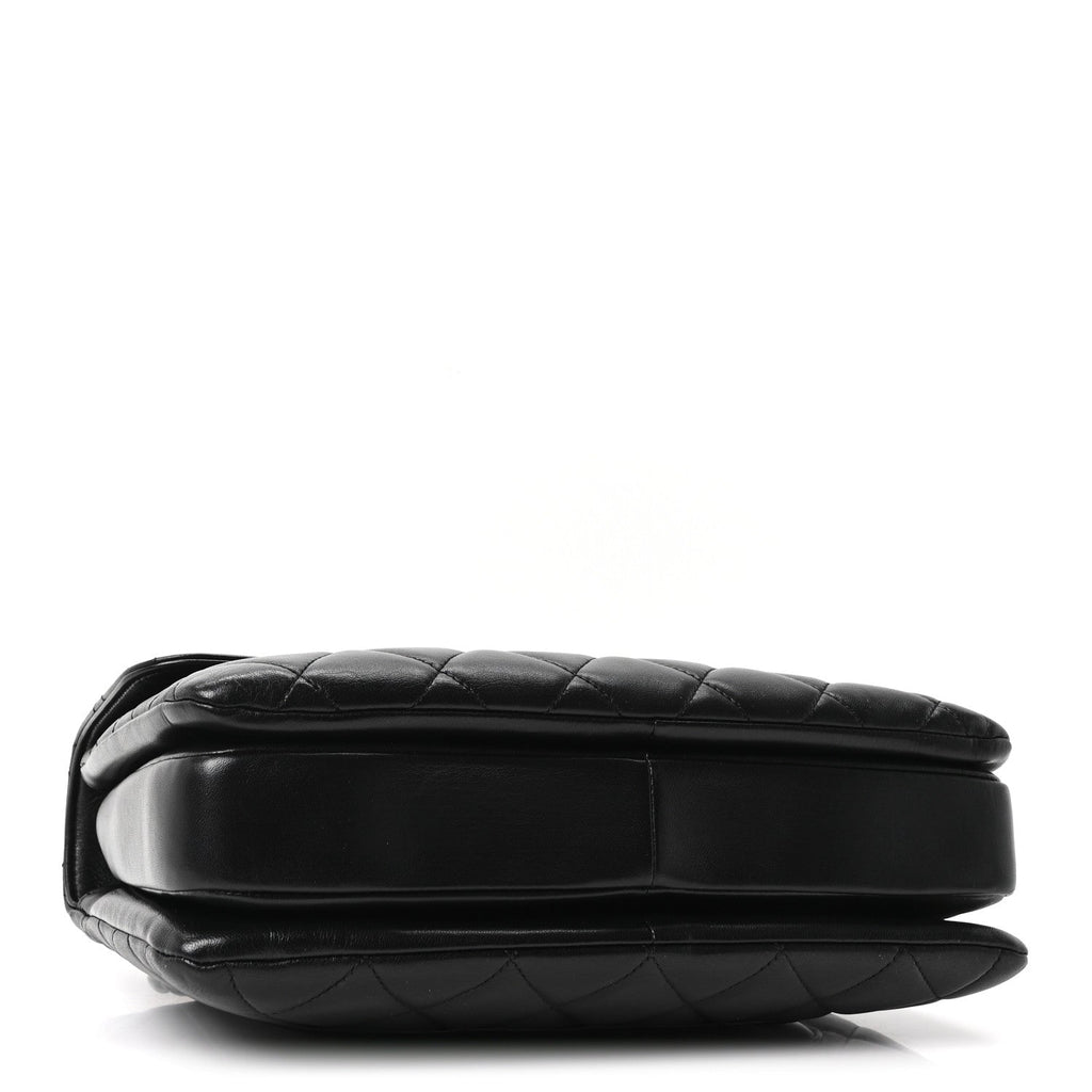 Lambskin Quilted Medium Trendy CC Flap Dual Handle Bag Black