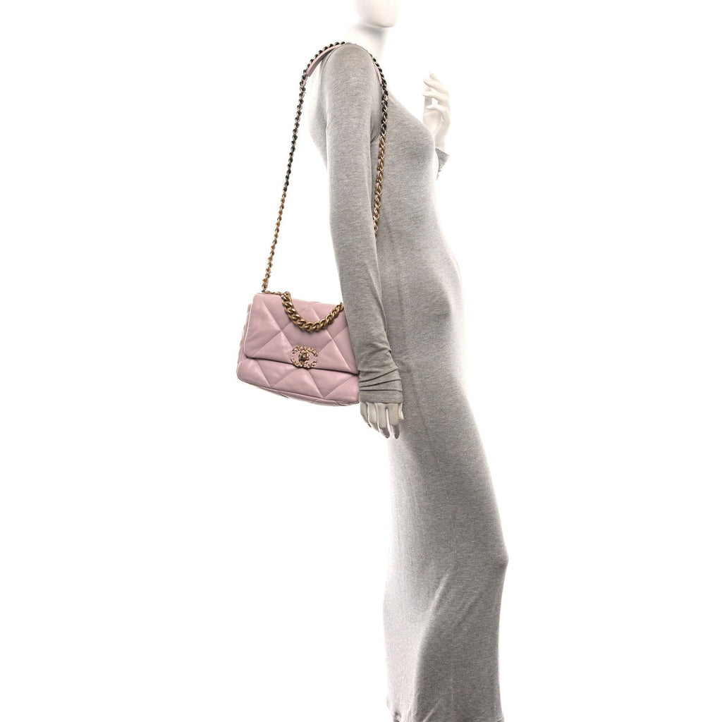Lambskin Quilted Medium Chanel 19 Flap Light Pink