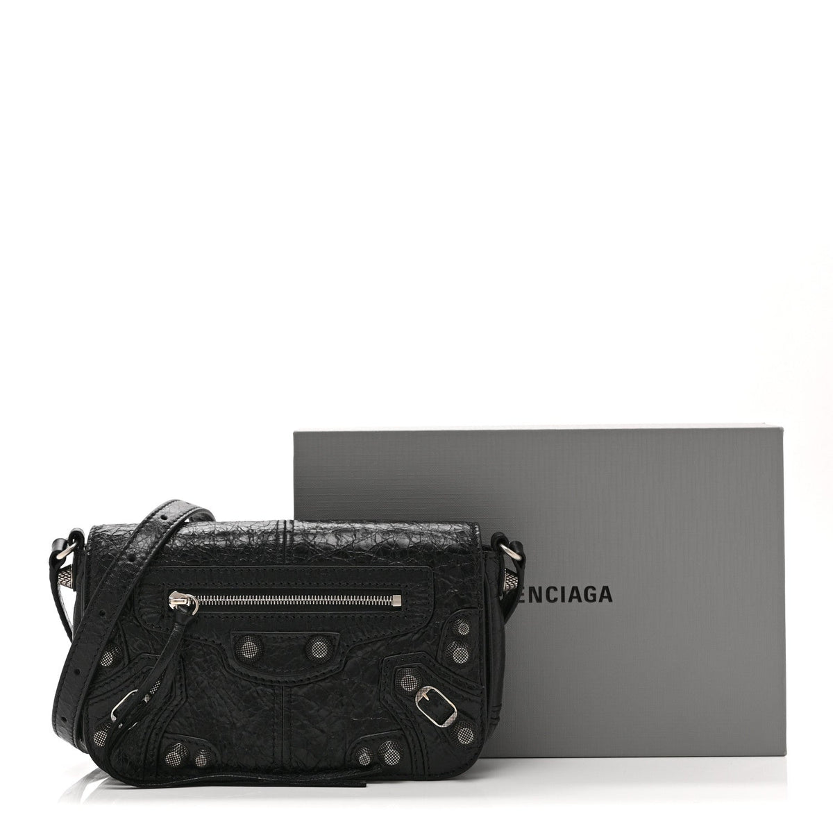 Agneau Arena Silver XS Le Cagole Flap Bag Black