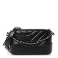 Aged Calfskin Chevron Quilted Small Gabrielle Clutch With Chain Black