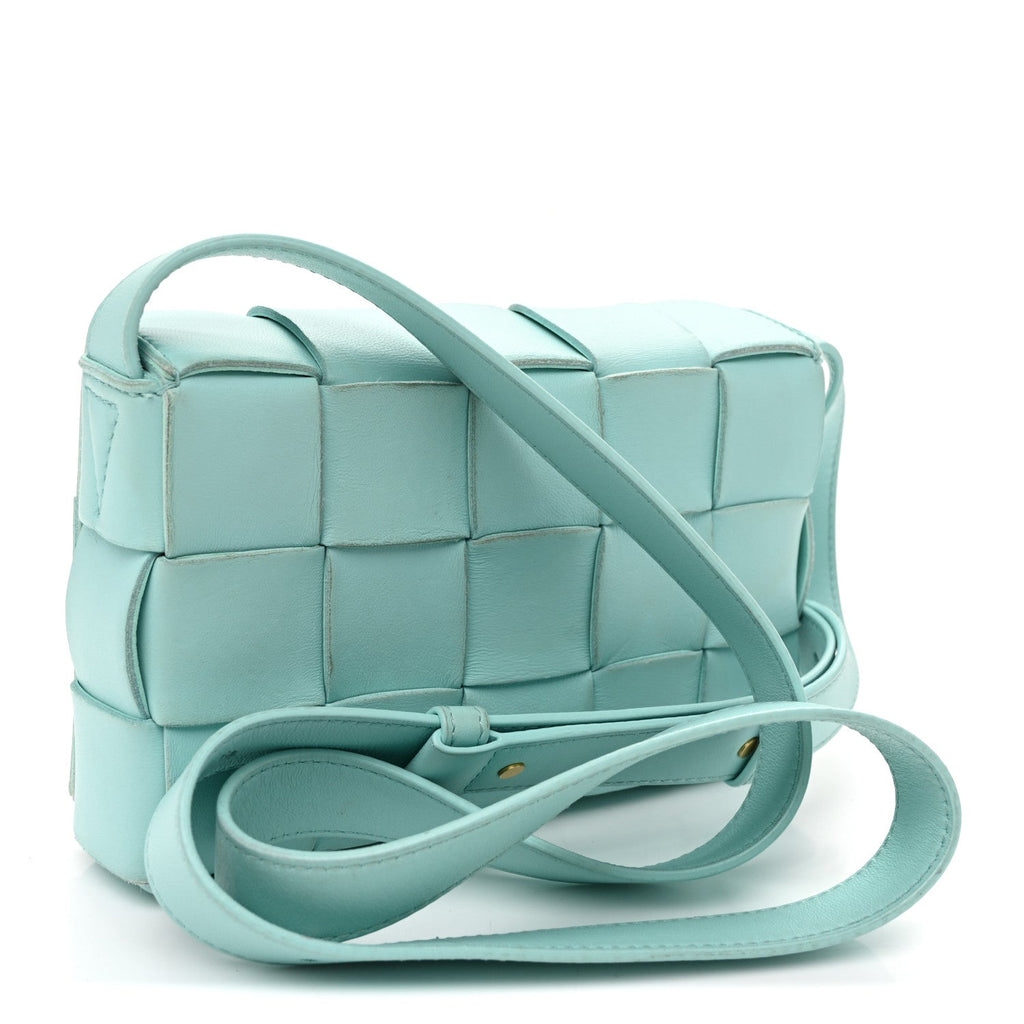 Lambskin Maxi Intrecciato Small Cassette Crossbody Bag  Celadon