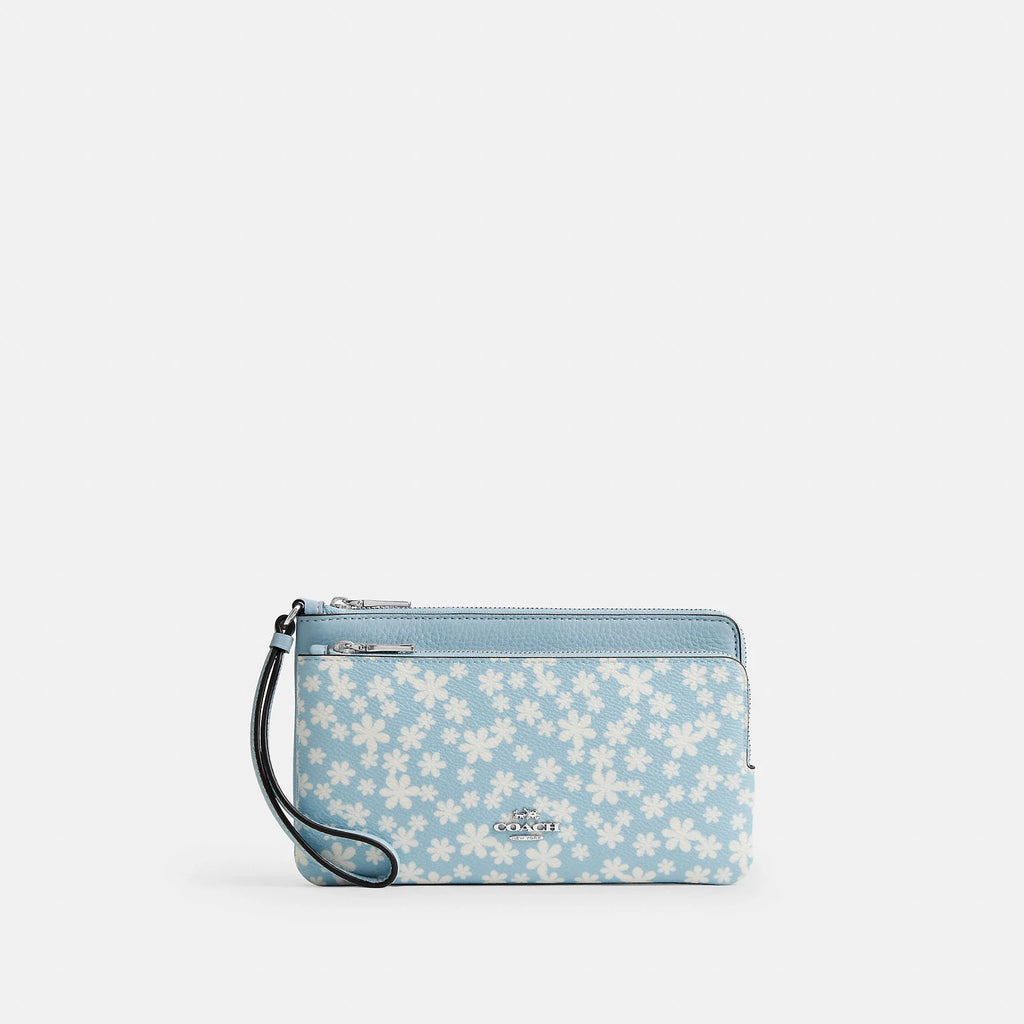 Coach Outlet Double Zip Wristlet With Floral Print