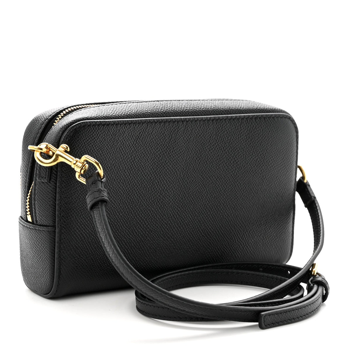 Grained Calfskin Caro Double Pouch Black