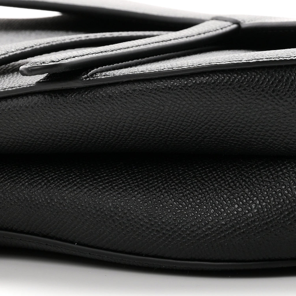 Grained Calfskin Saddle Bag With Strap Black